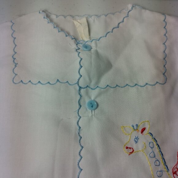 Vintage Baby Outfit White Sleeveless Shirt And Pants White Elephant Giraffe Set - Picture 3 of 10